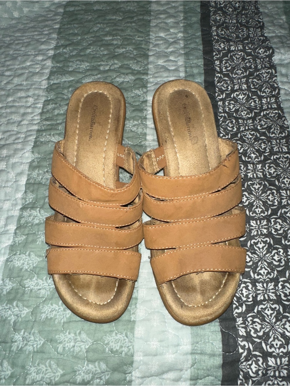 Comfort Step Women's Tan Slide Sandals 6 medium
